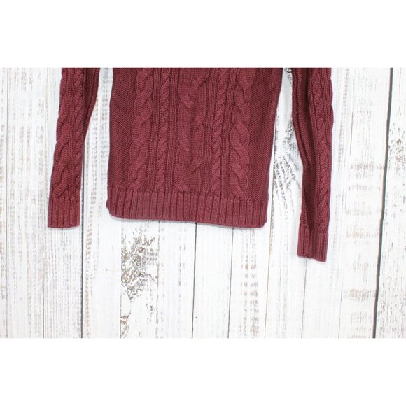 LL Bean Double L Cable Sweater Zip Cardigan Red Size XS - Picture 9 of 10